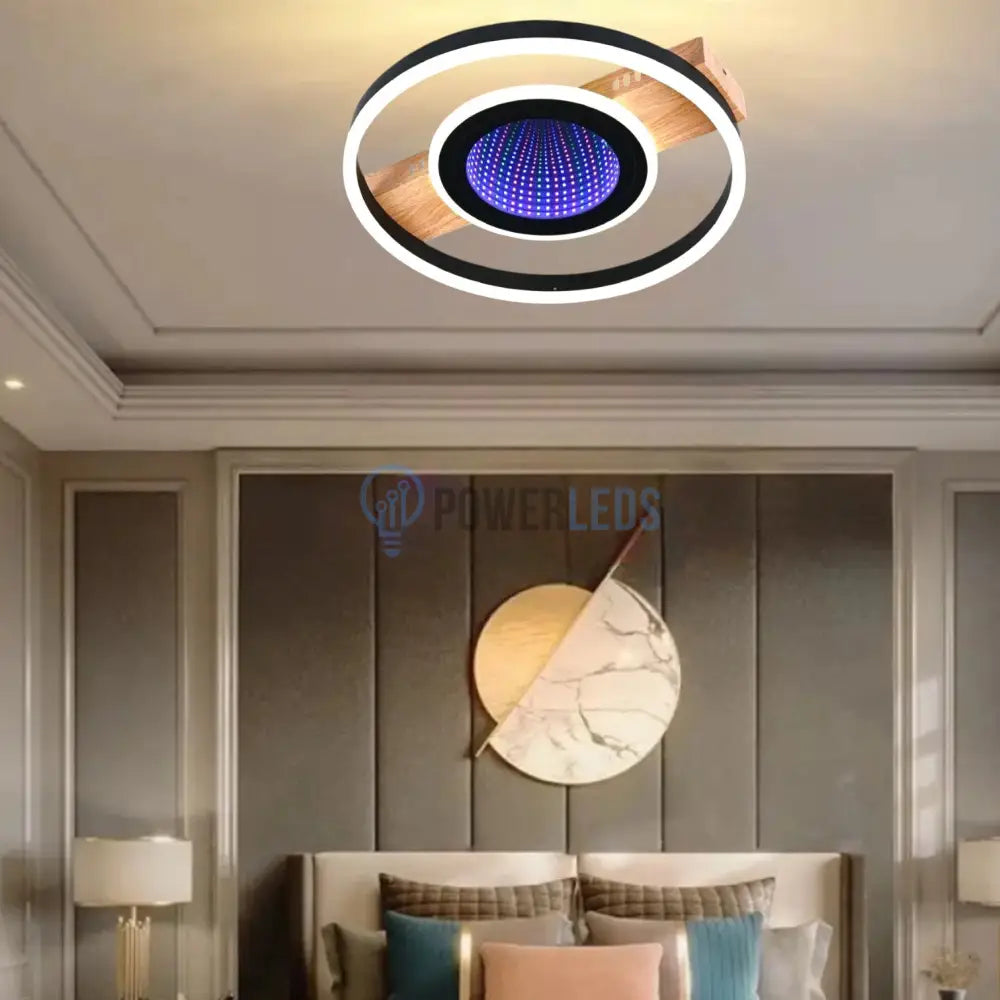 Lustra Led Woody Touch Circle 3D Rgb Telecomanda Echivalent 500W Lighting Fixtures