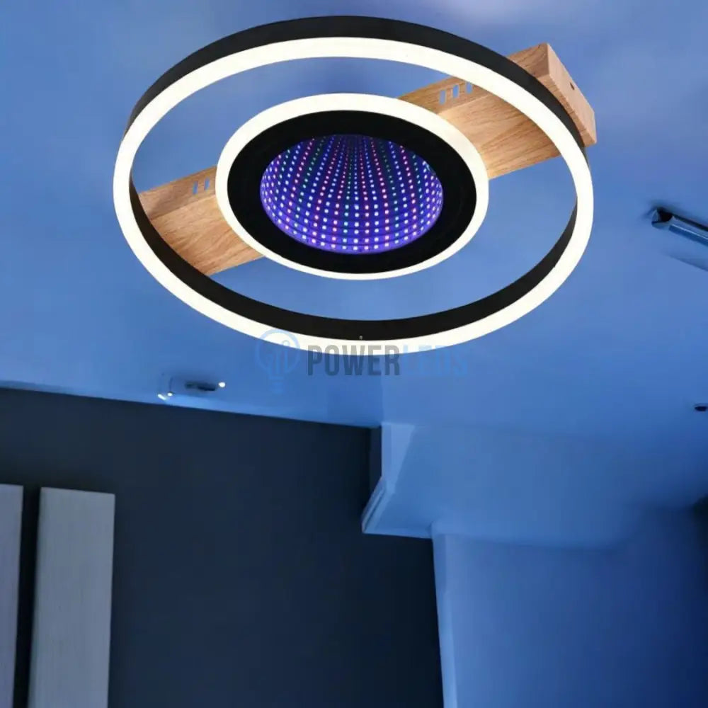 Lustra Led Woody Touch Circle 3D Rgb Telecomanda Echivalent 500W Lighting Fixtures