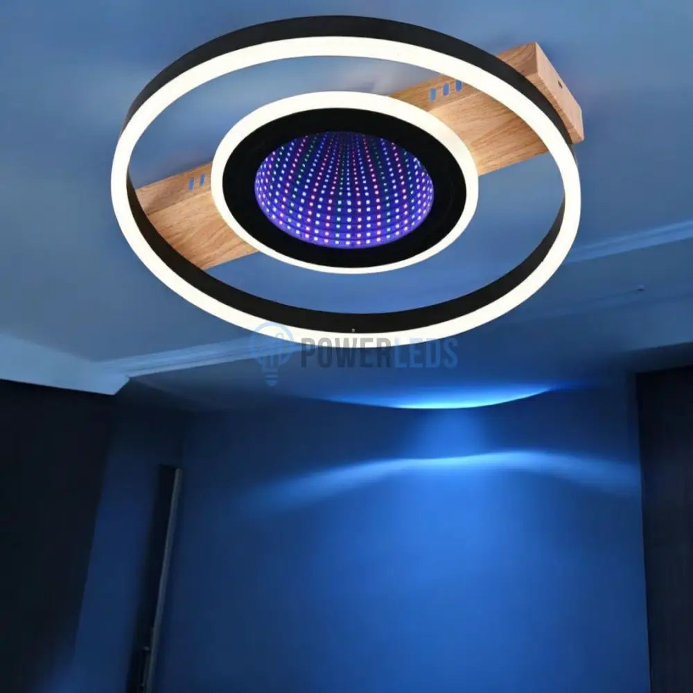 Lustra Led Woody Touch Circle 3D Rgb Telecomanda Echivalent 500W Lighting Fixtures