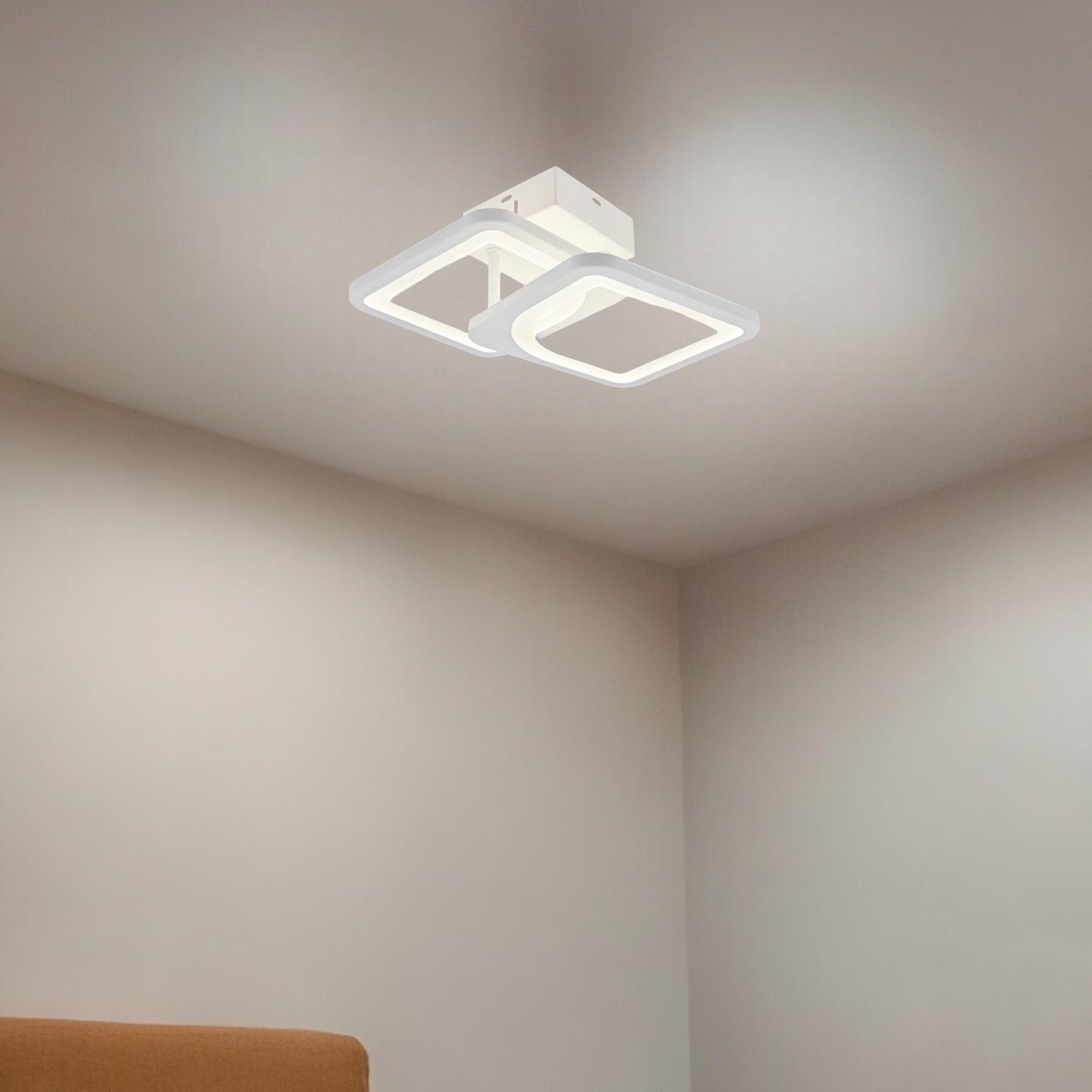 Lustra LED Yanna Square ALB Echivalent 120W Telecomanda