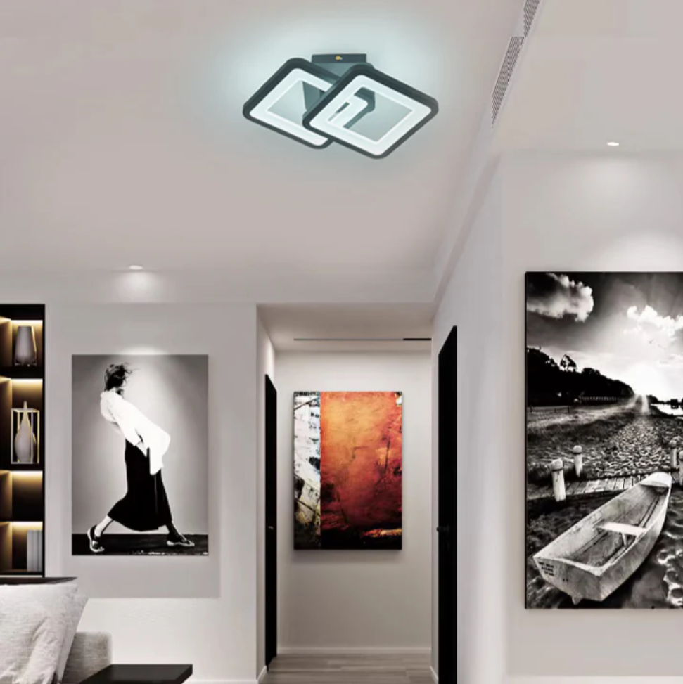 Lustra LED Yanna Square Negru Echivalent 120W Telecomanda