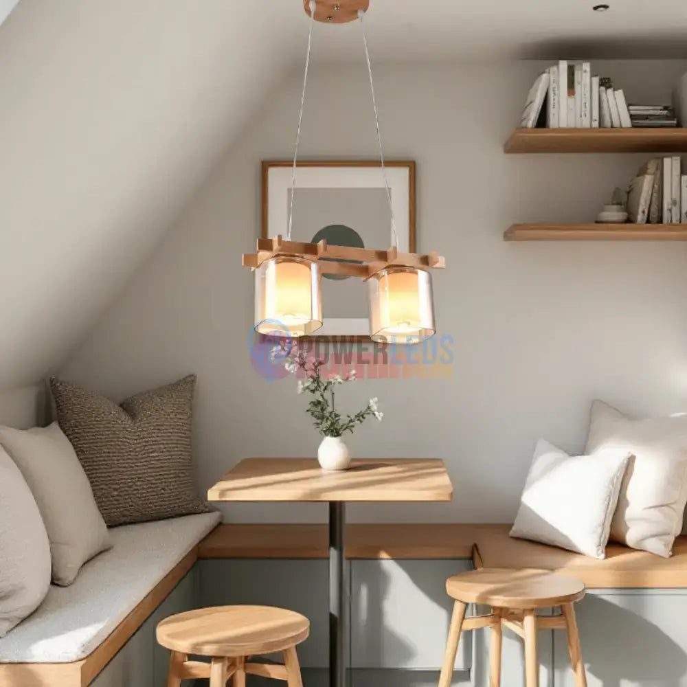 Lustra Lemn 2xE27 NovaWood HY-C5120/2LEMN powerleds.ro