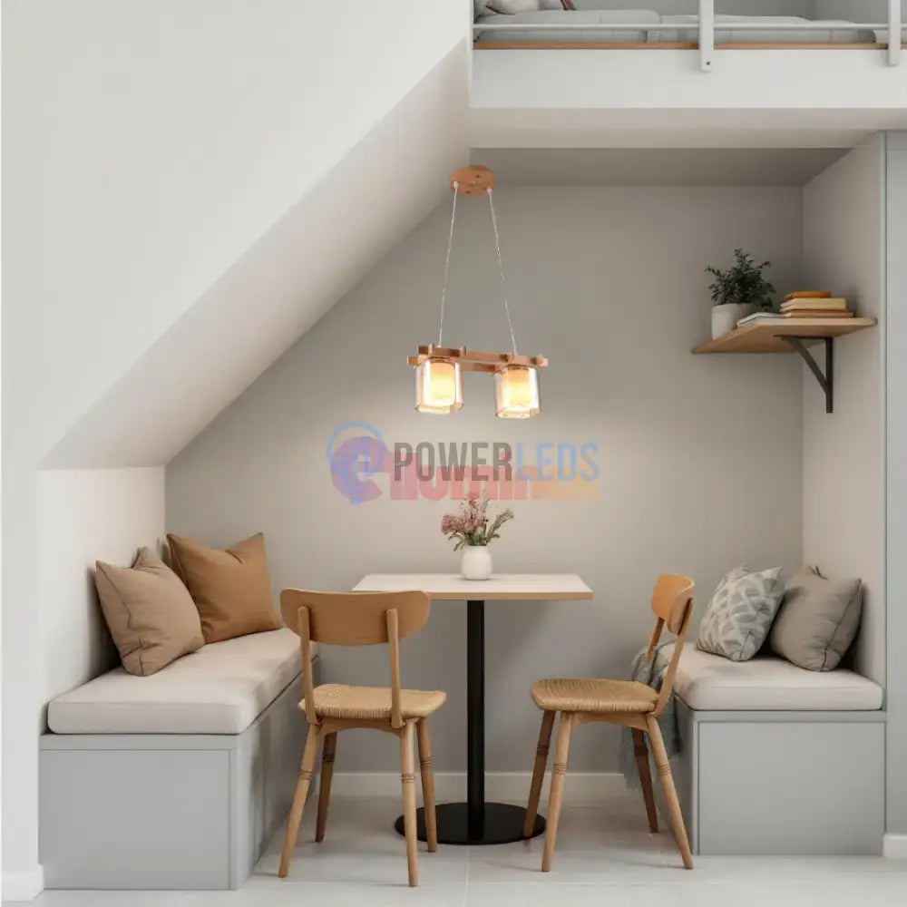 Lustra Lemn 2xE27 NovaWood HY-C5120/2LEMN powerleds.ro
