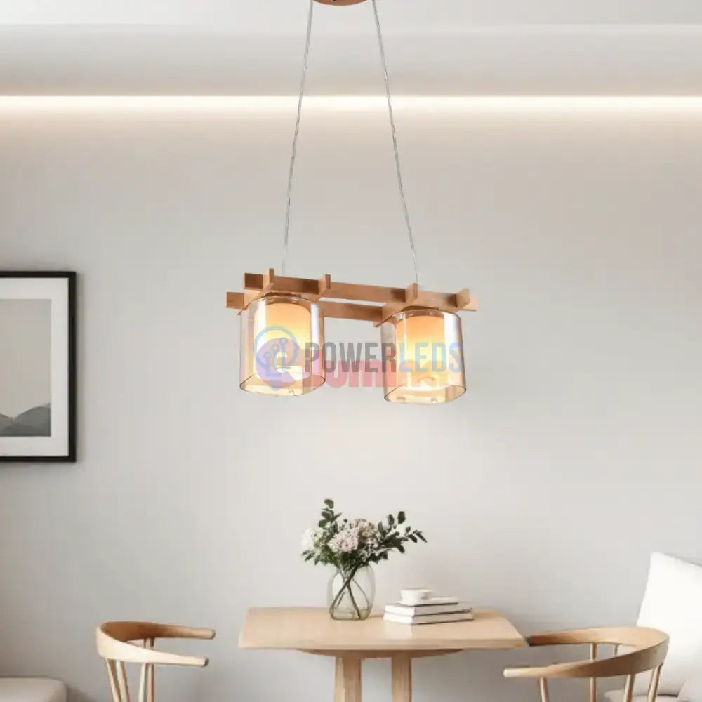 Lustra Lemn 2xE27 NovaWood HY-C5120/2LEMN powerleds.ro