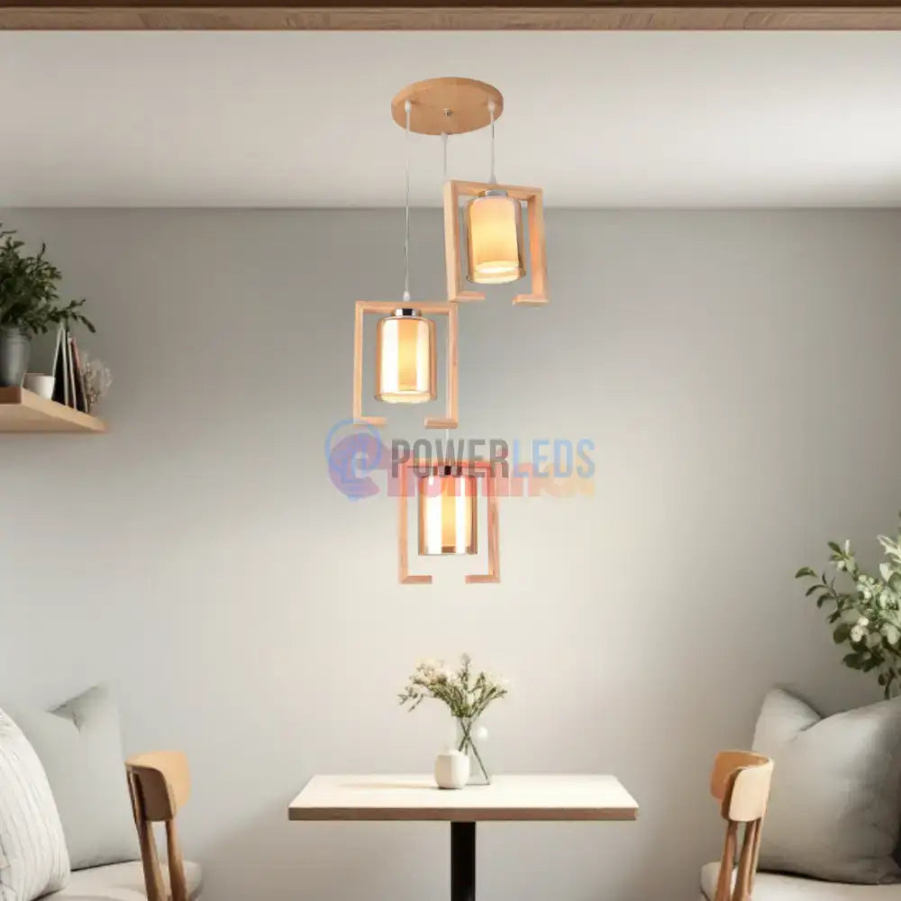 Lustra Lemn 3xE27 NovaWood - HY-C6673/3LEMN powerleds.ro