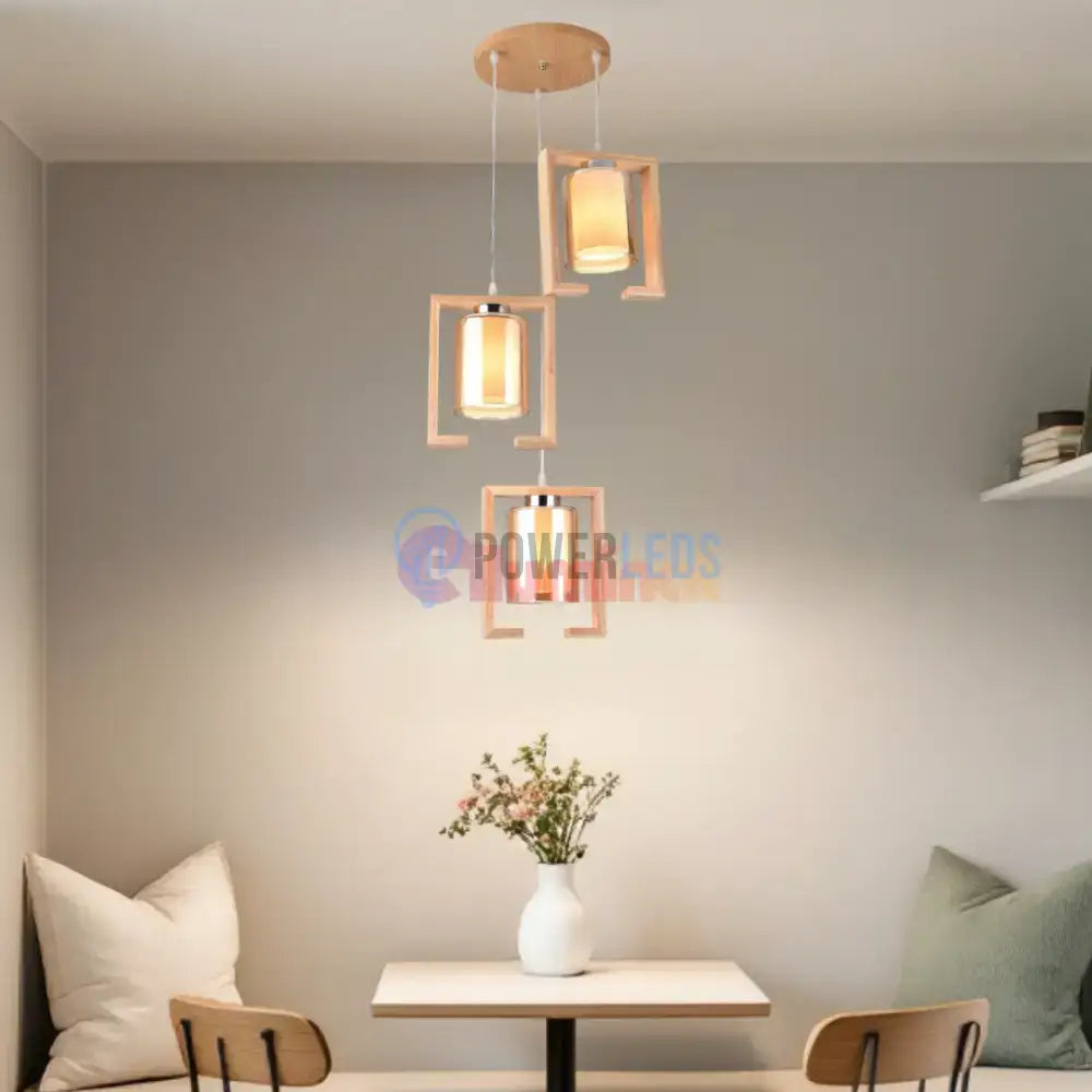 Lustra Lemn 3xE27 NovaWood - HY-C6673/3LEMN powerleds.ro