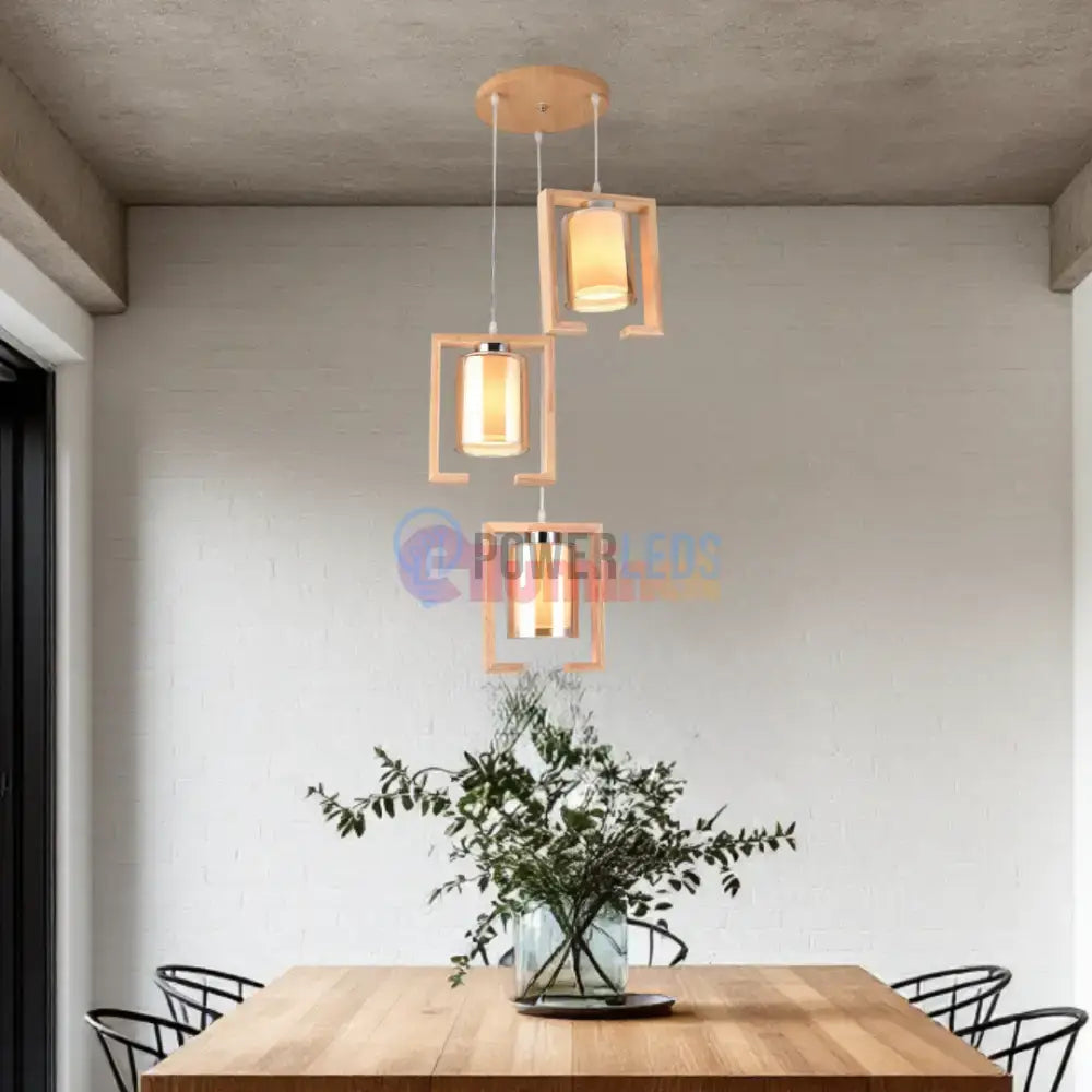 Lustra Lemn 3xE27 NovaWood - HY-C6673/3LEMN powerleds.ro