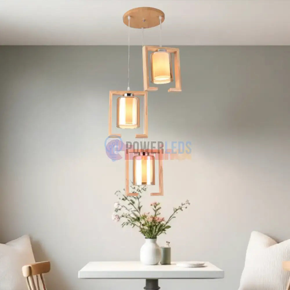 Lustra Lemn 3xE27 NovaWood - HY-C6673/3LEMN powerleds.ro