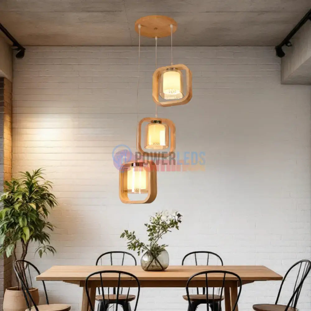 Lustra Lemn 3xE27 NovaWood - HY-C5111/3LEMN powerleds.ro