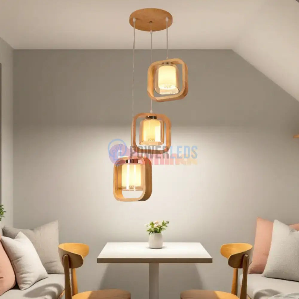 Lustra Lemn 3xE27 NovaWood - HY-C5111/3LEMN powerleds.ro