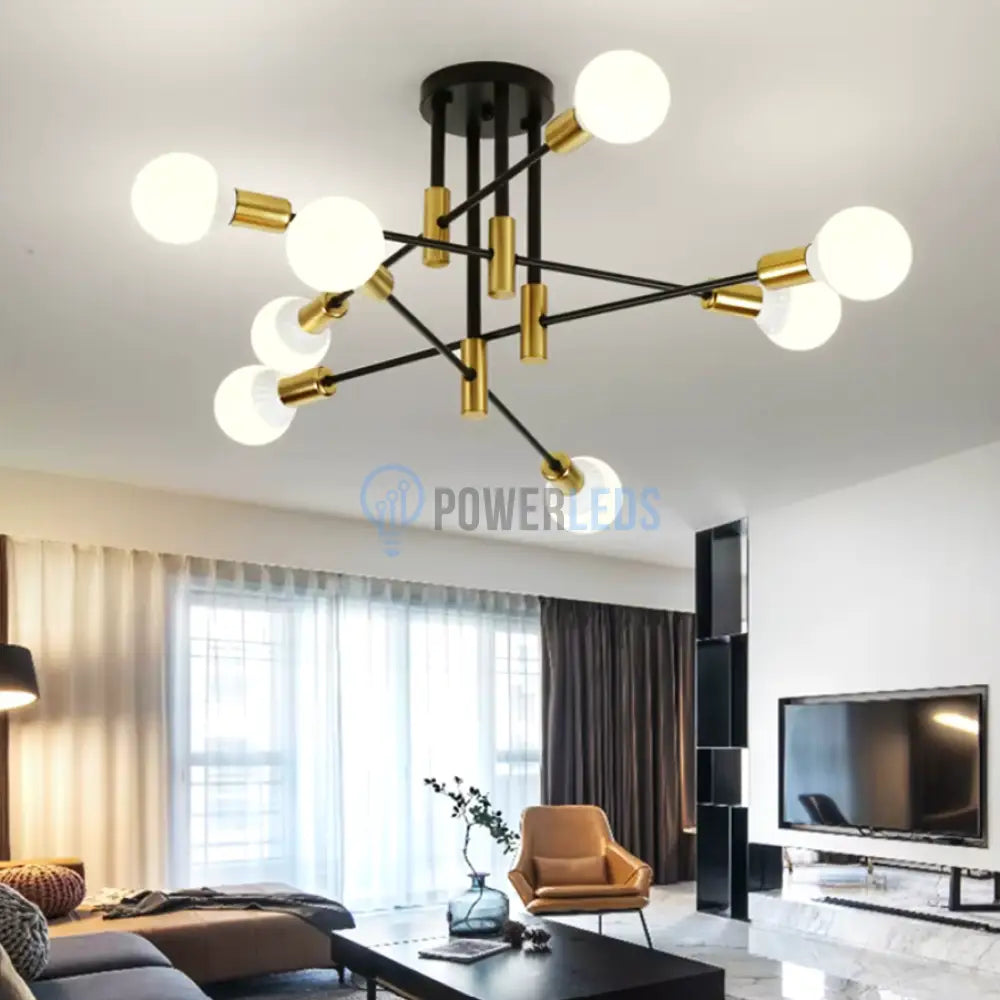 Lustra Minimalist Design 8Xe27 Black + Gold 6038/8 Lighting Fixtures