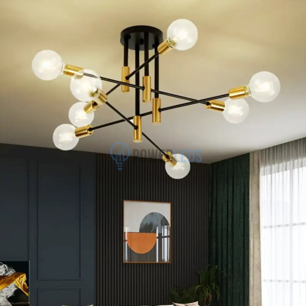 Lustra Minimalist Design 8Xe27 Black + Gold 6038/8 Lighting Fixtures