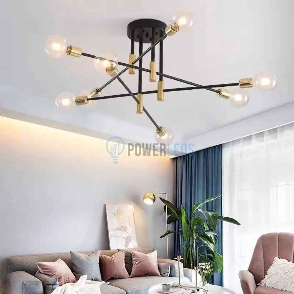 Lustra Minimalist Design 8Xe27 Black + Gold 6038/8 Lighting Fixtures