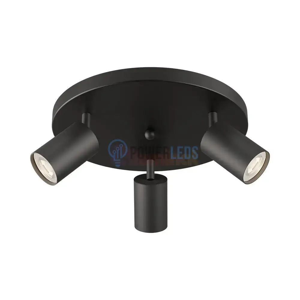 Lustra Neagra cu 3 Spoturi Reglabile Suport Rotund 3xGU10 Lighting Fixtures