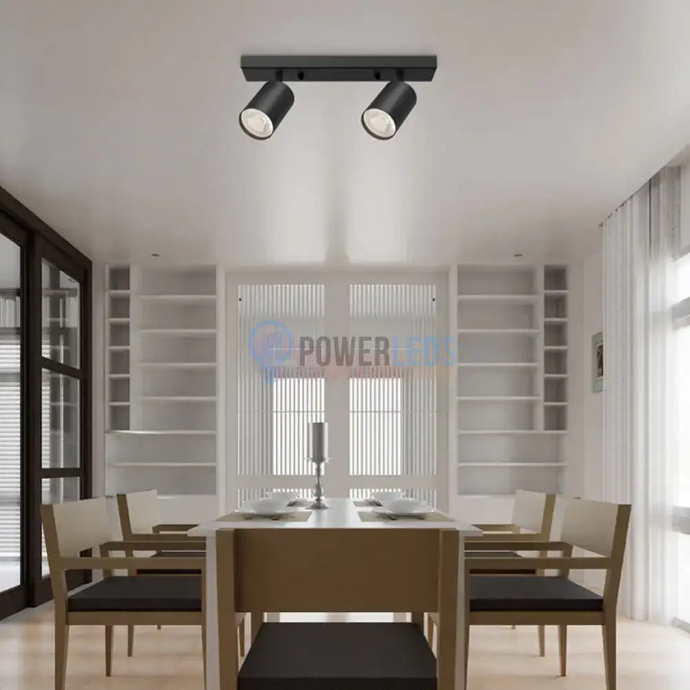 Lustra Neagra Liniara cu 2 Spoturi Reglabile 2xGU10 Lighting Fixtures