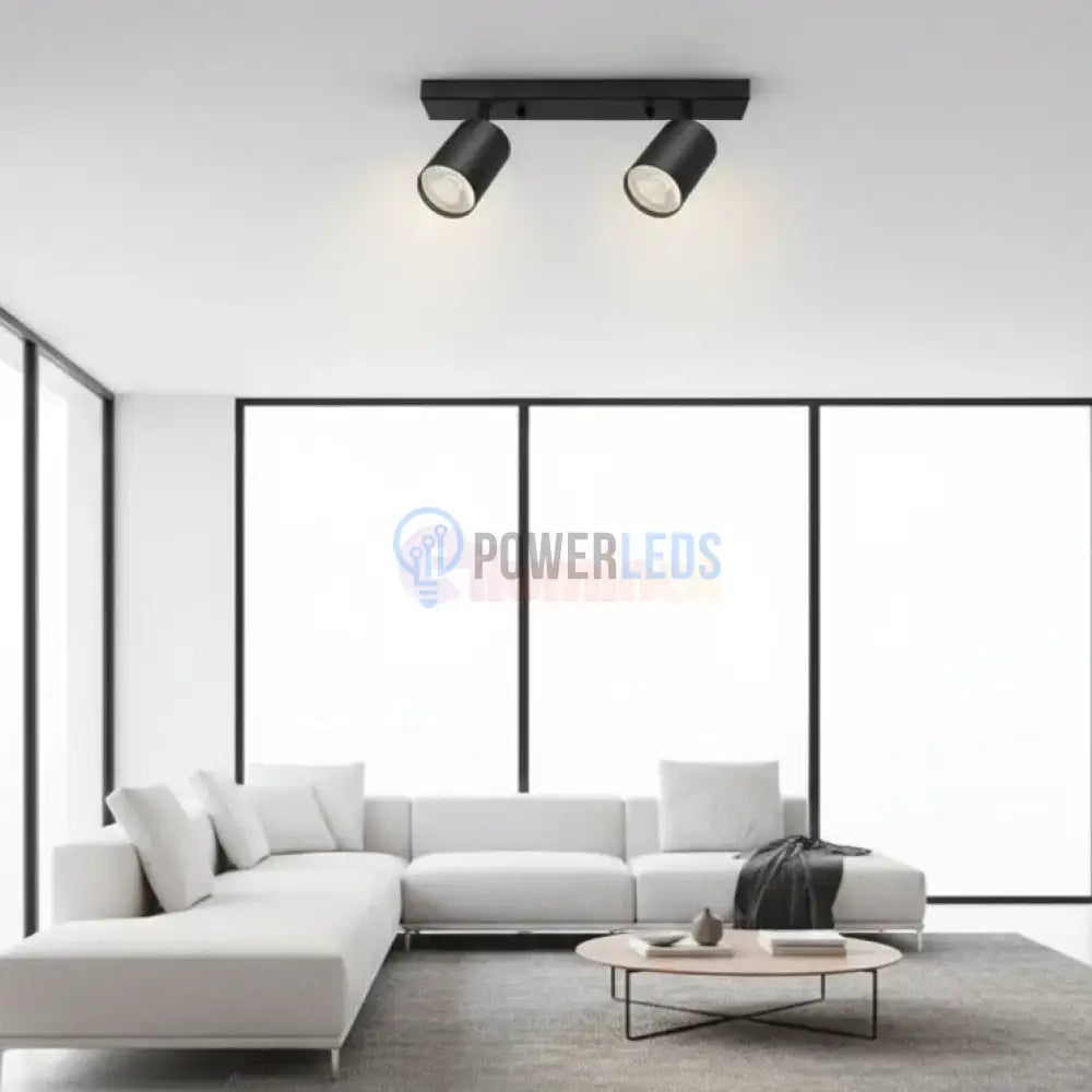 Lustra Neagra Liniara cu 2 Spoturi Reglabile 2xGU10 Lighting Fixtures
