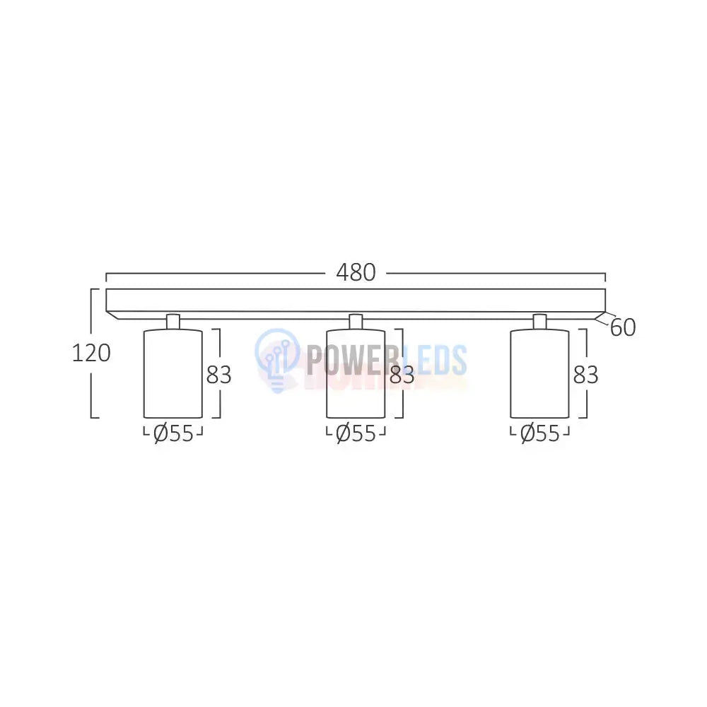 Lustra Neagra Liniara cu 3 Spoturi Reglabile 3xGU10 Lighting Fixtures