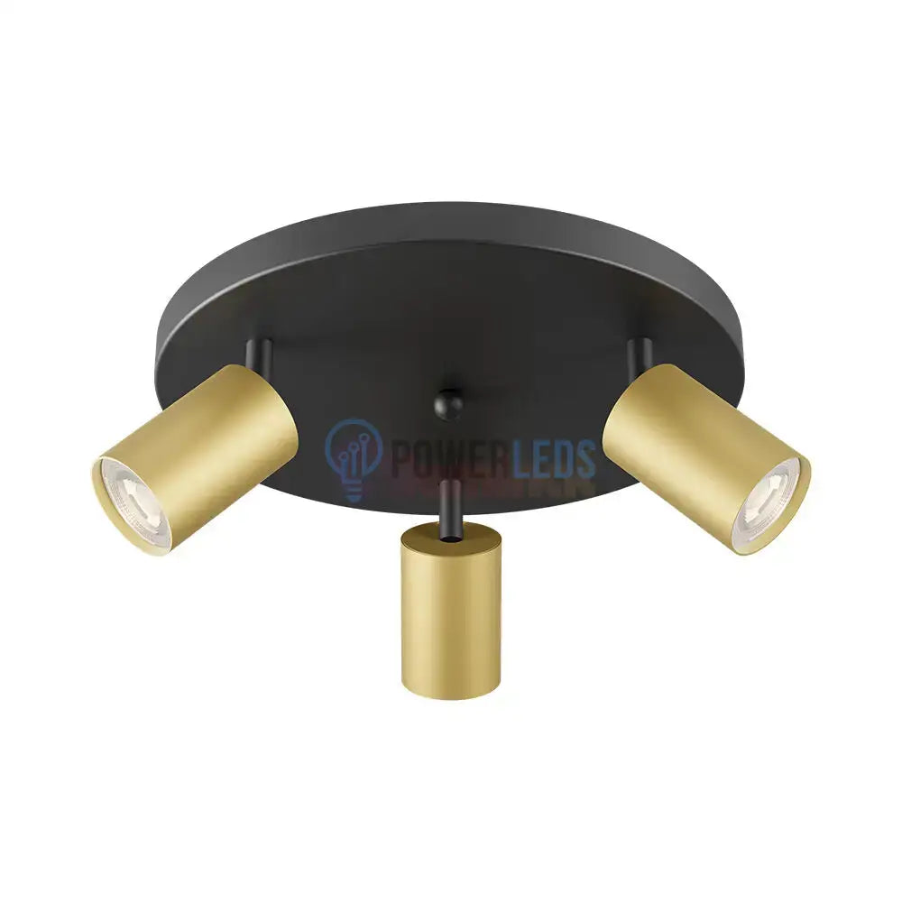 Lustra Negru & Auriu cu 3 Spoturi Reglabile Suport Rotund 3xGU10 Lighting Fixtures