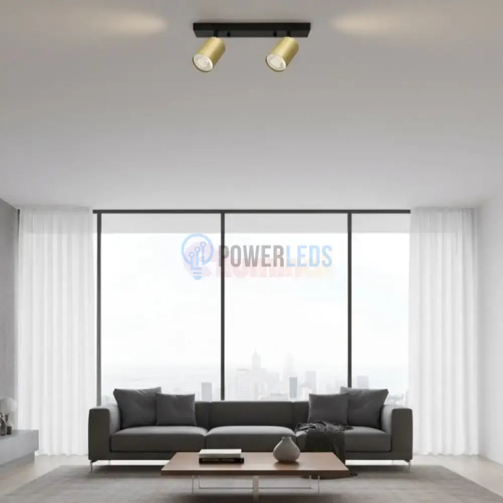 Lustra Negru & Auriu Liniara cu 2 Spoturi Reglabile 2xGU10 Lighting Fixtures