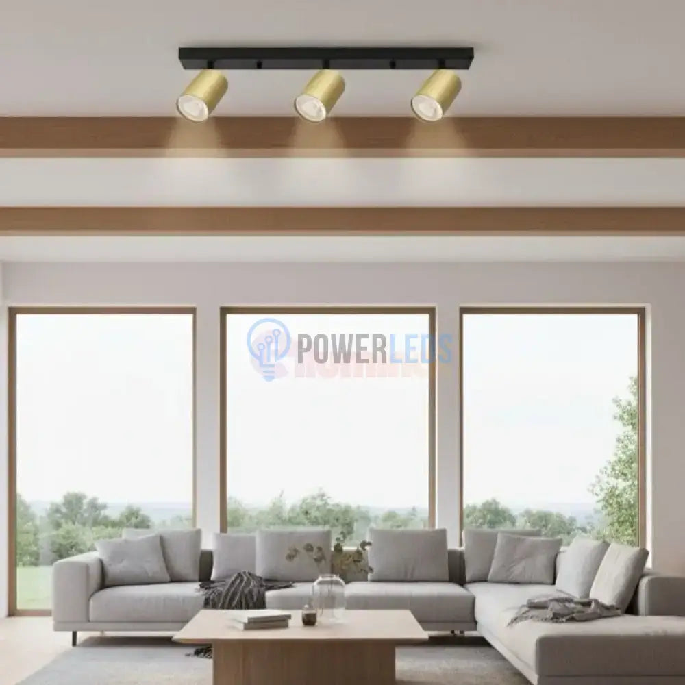 Lustra Negru & Auriu Liniara cu 3 Spoturi Reglabile 3xGU10 Lighting Fixtures