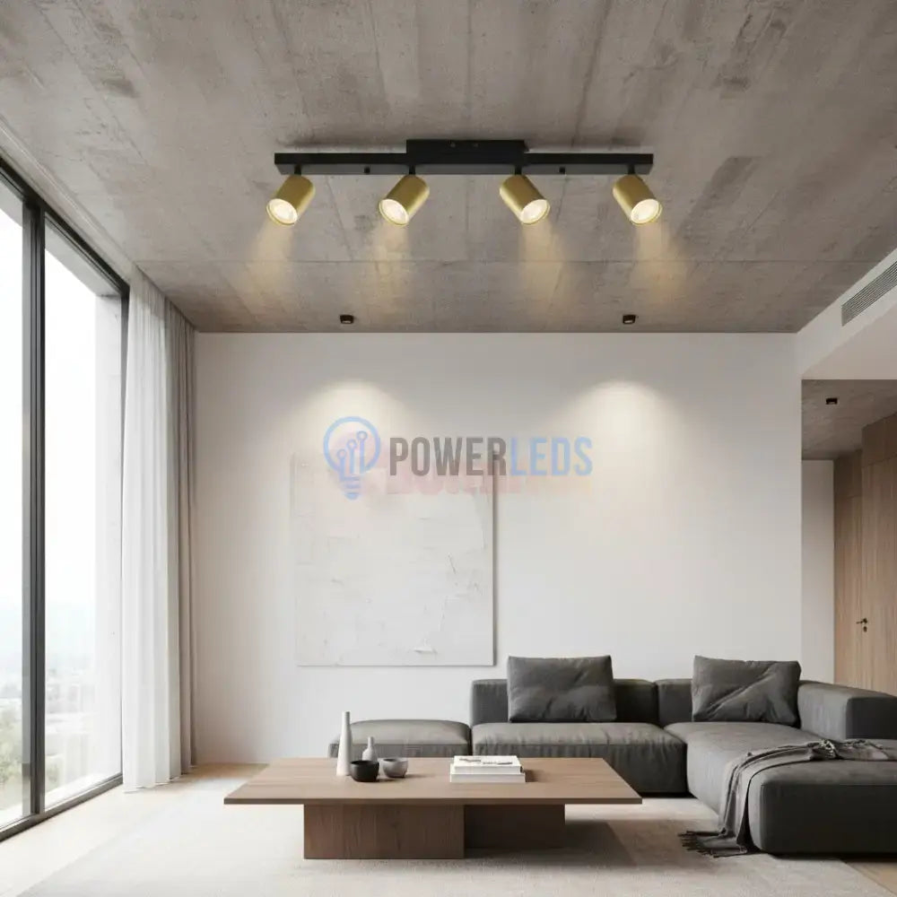 Lustra Negru & Auriu Liniara cu 4 Spoturi Reglabile 4xGU10 Lighting Fixtures