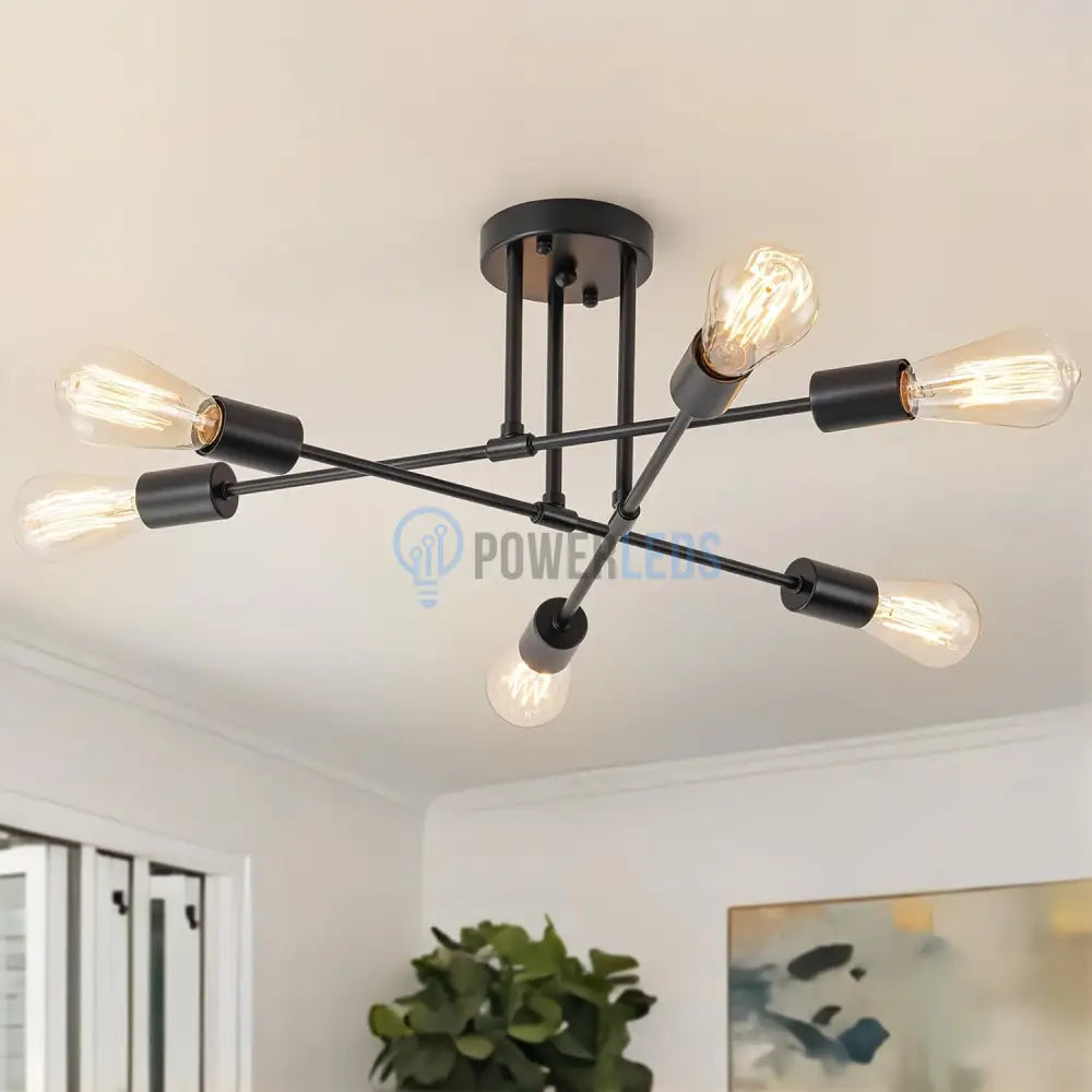 Lustra Retro Black 6xE27 DC 301-6 BK NEAGRA / VINTAGE SI RETRO DESIGN Lighting Fixtures