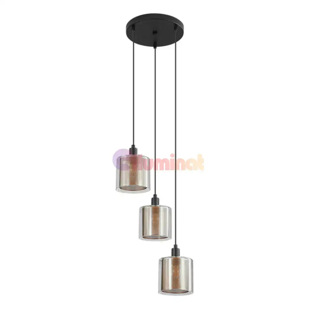 Lustra Suspendata 3xE14 Black Elegance Sticla powerleds.ro