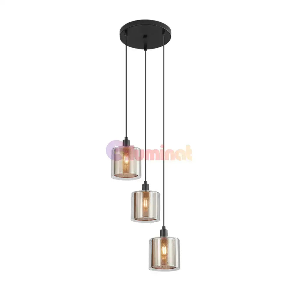 Lustra Suspendata 3xE14 Black Elegance Sticla powerleds.ro