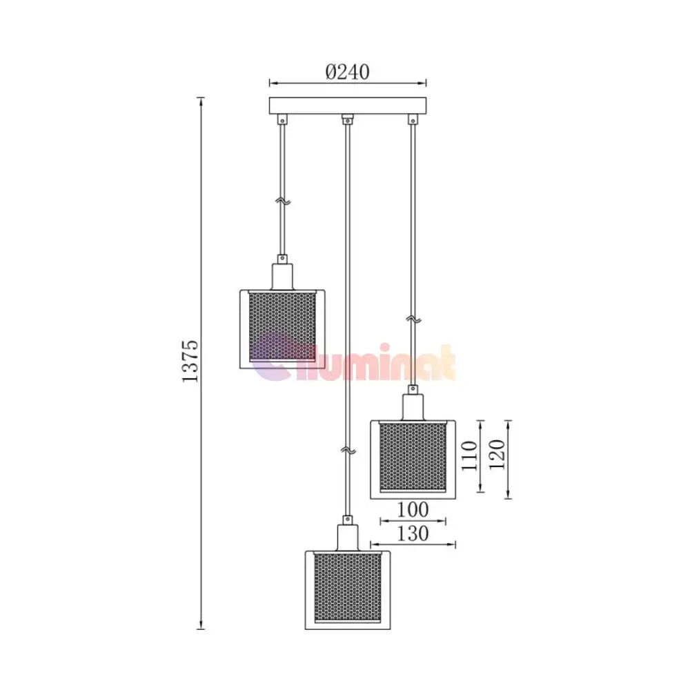 Lustra Suspendata 3xE14 Black Elegance Sticla powerleds.ro