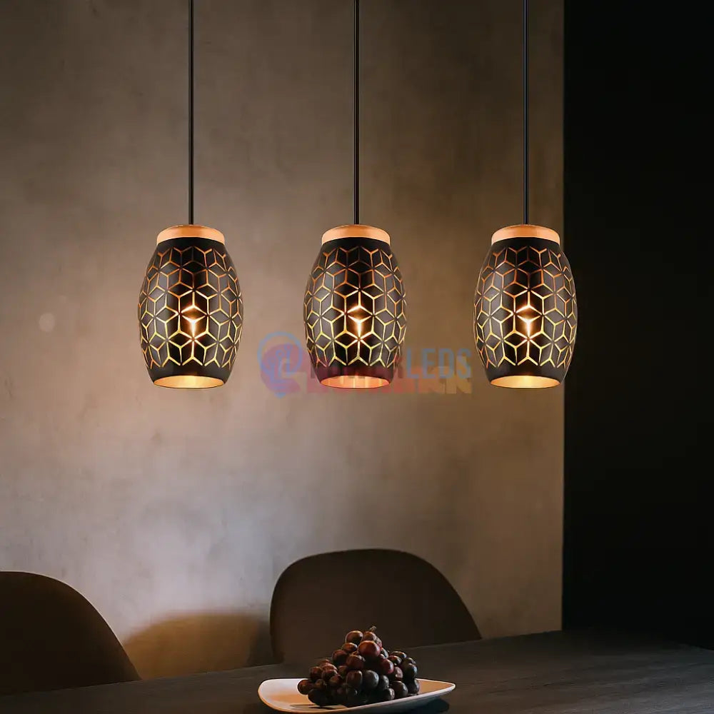 Lustra Suspendata 3xE27 BIDAR Neagra NEAGRA / VINTAGE SI RETRO DESIGN Lighting Fixtures