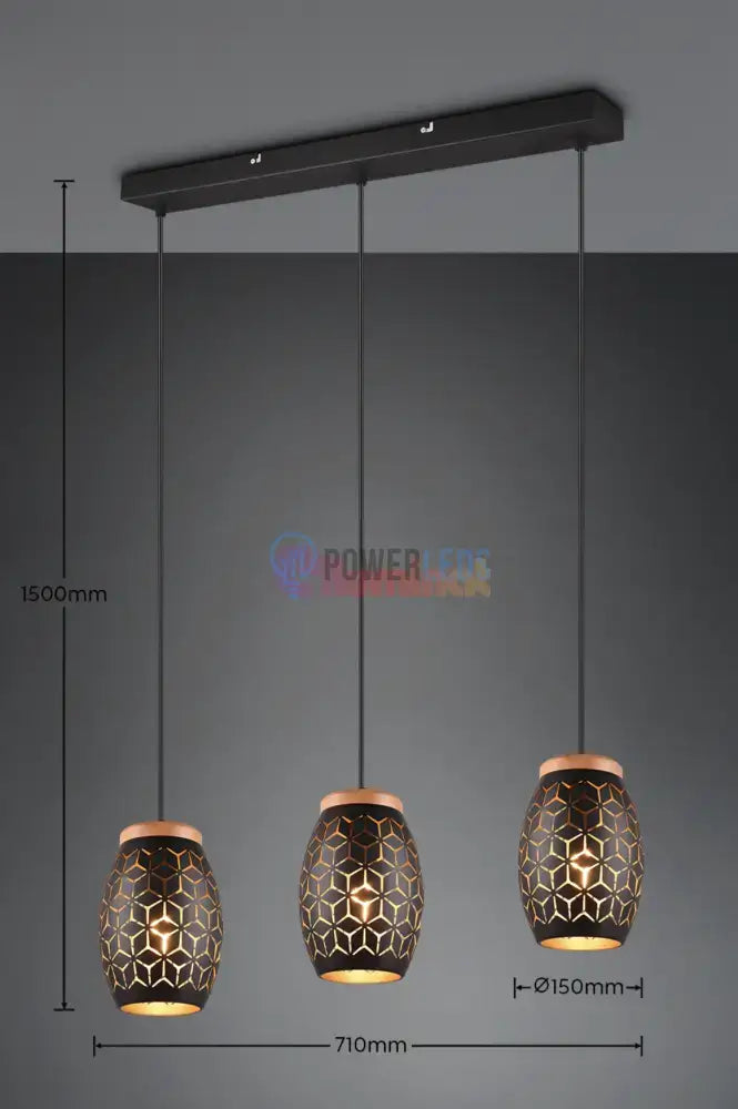 Lustra Suspendata 3xE27 BIDAR Neagra NEAGRA / VINTAGE SI RETRO DESIGN Lighting Fixtures