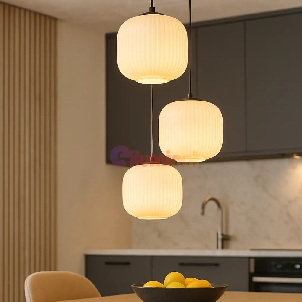 Lustra Suspendata INFESTO GLASS Vintage Suport Rotund 3xE27