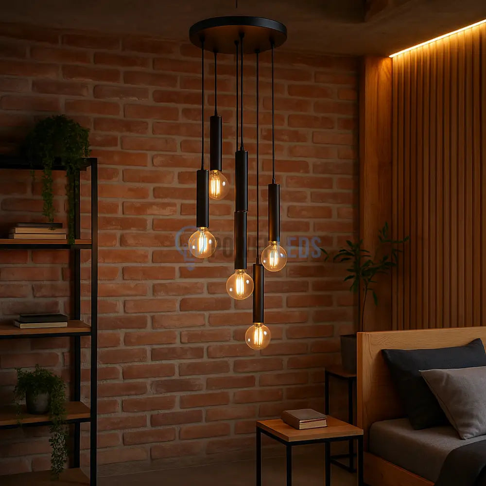 Lustra Suspendata BLACK DROP 5xE27 NEAGRA / SUSPENDATE Chandeliers