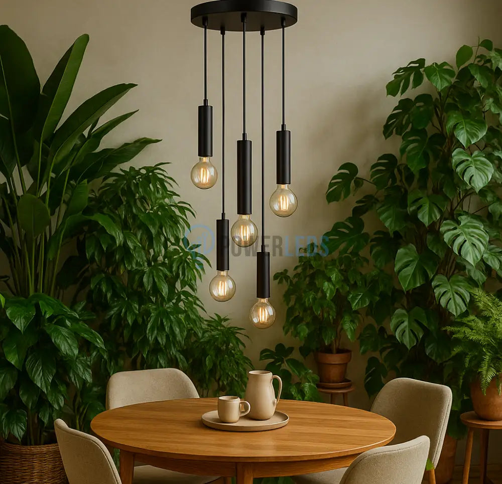 Lustra Suspendata BLACK DROP 5xE27 NEAGRA / SUSPENDATE Chandeliers