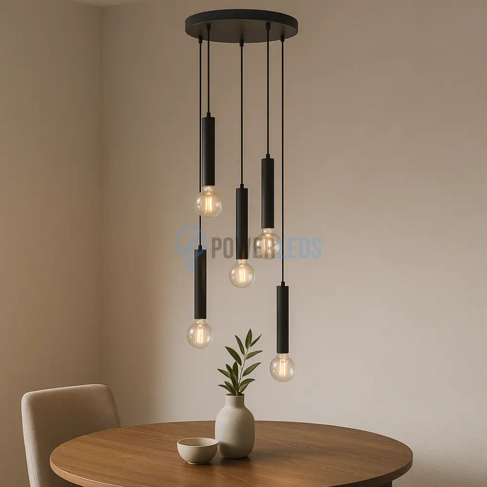 Lustra Suspendata BLACK DROP 5xE27 NEAGRA / SUSPENDATE Chandeliers