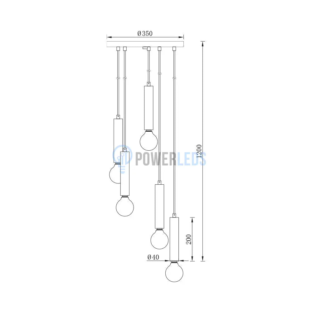 Lustra Suspendata BLACK DROP 5xE27 NEAGRA / SUSPENDATE Chandeliers