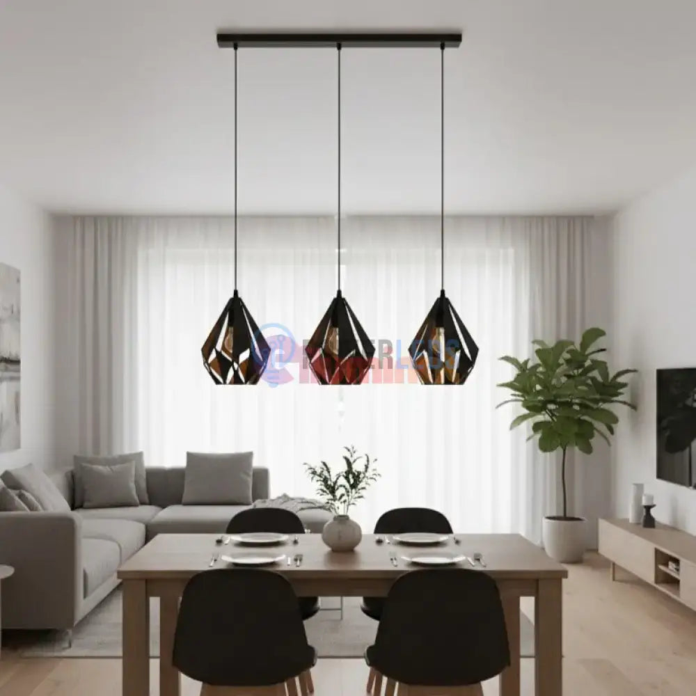 Lustra Suspendata CARLTON 1 Black 110CM NEAGRA / VINTAGE SI RETRO DESIGN / 110CM Chandeliers