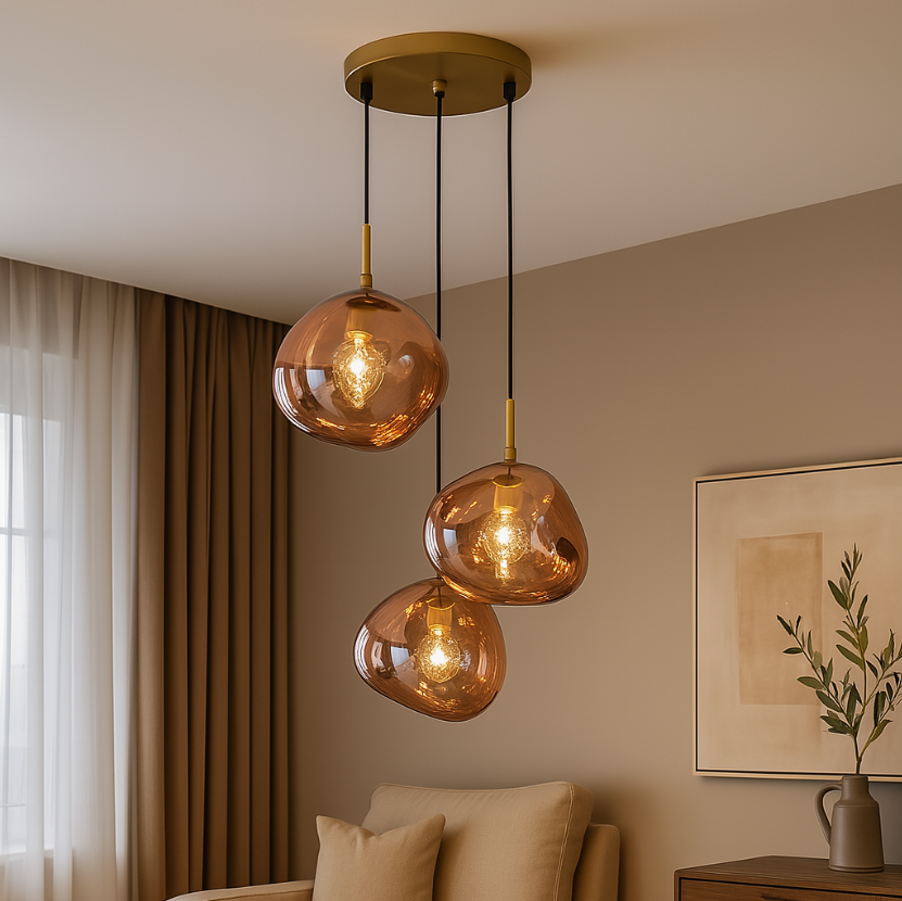 Lustra Abajur Suspendata Copper Orbs 3xE27