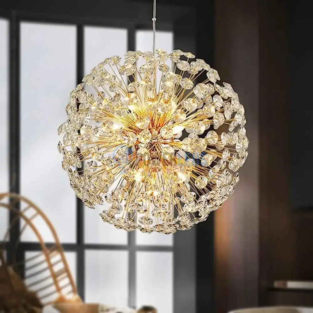 Lustra Suspendata Crystal Dandelion Gold Lighting Fixtures