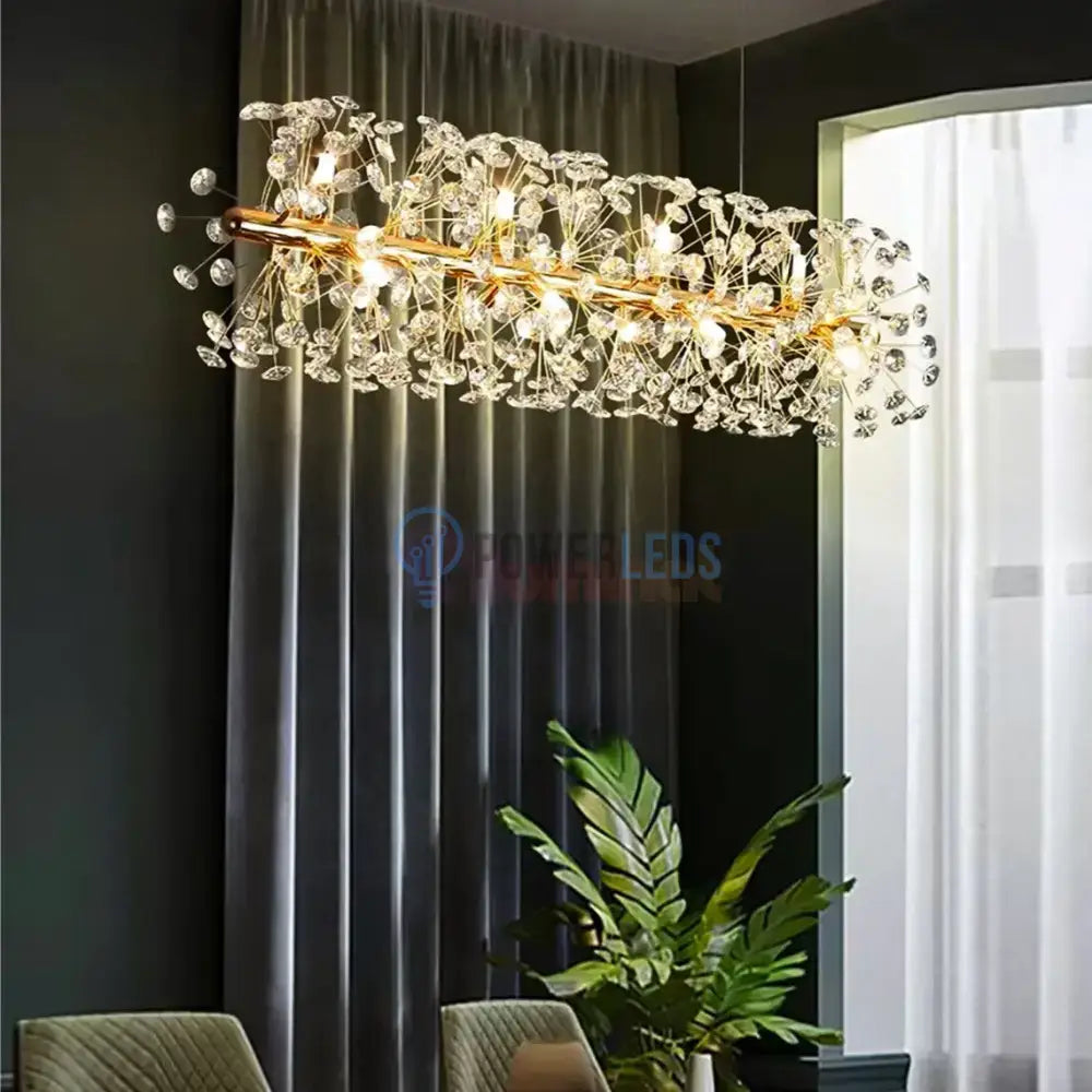 Lustra Suspendata Crystal Dandelion Gold Liniar Lighting Fixtures