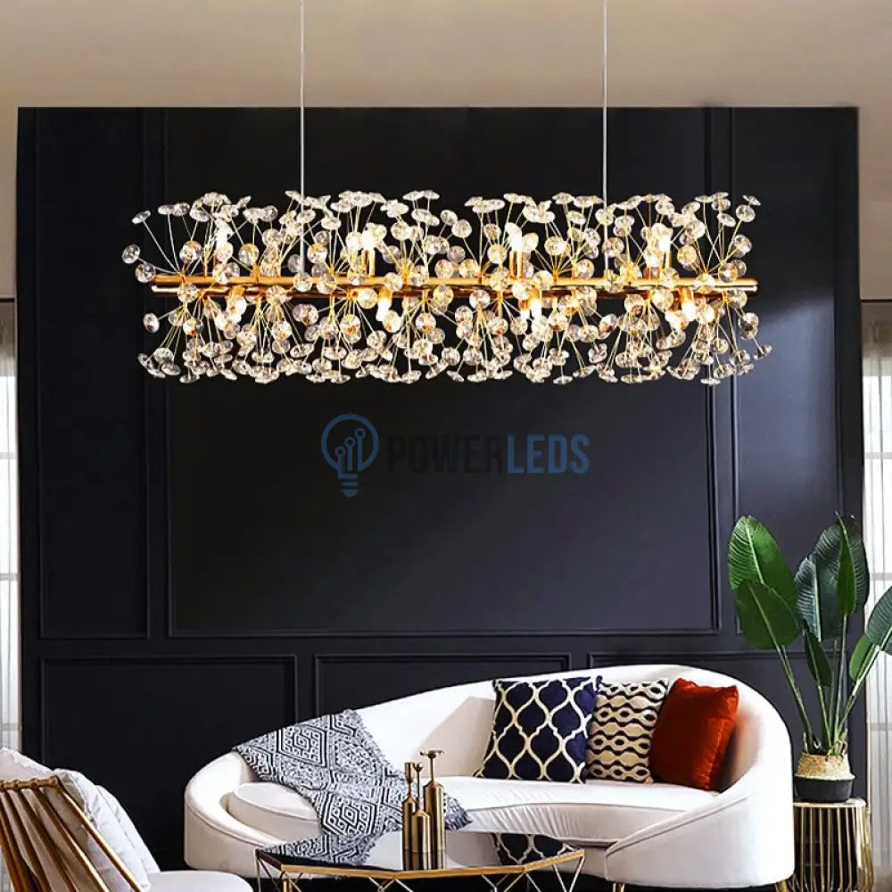 Lustra Suspendata Crystal Dandelion Gold Liniar Chandeliers