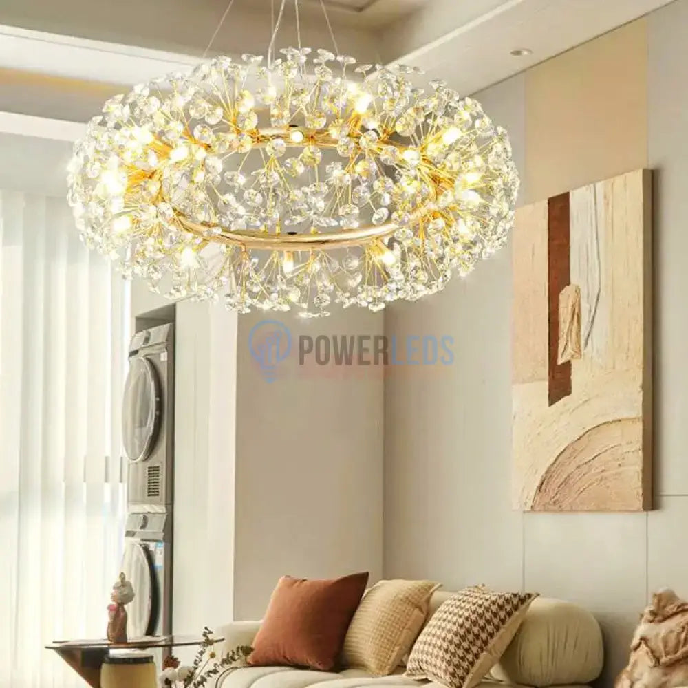 Lustra Suspendata Crystal Dandelion Gold Xxl Lighting Fixtures