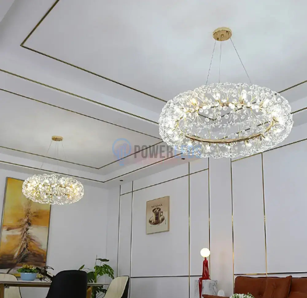 Lustra Suspendata Crystal Dandelion Gold Xxl Lighting Fixtures