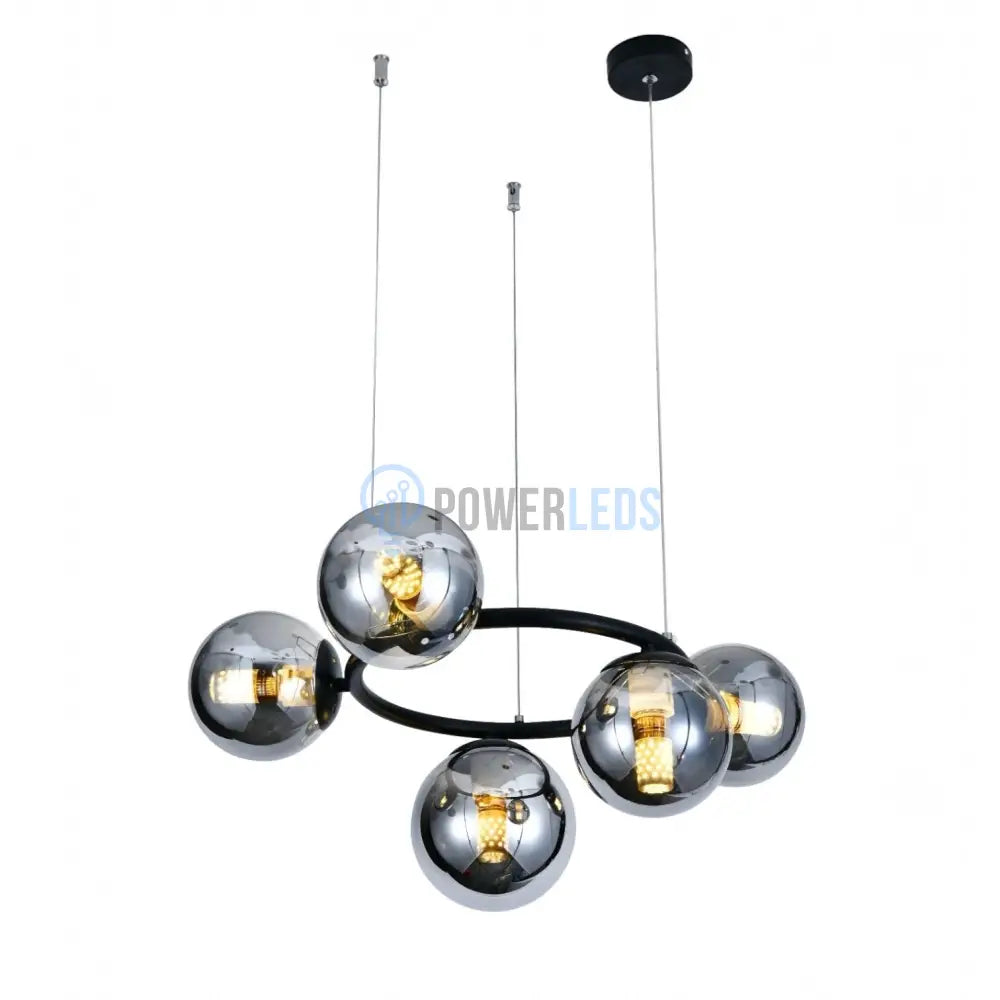 Lustra Suspendata DIONIS Black Abajur Fumuriu 5xE27 Chandeliers
