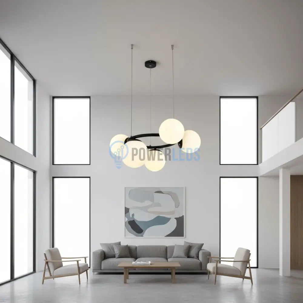 Lustra Suspendata DIONIS Black Abajur Mat 5xE27 Chandeliers