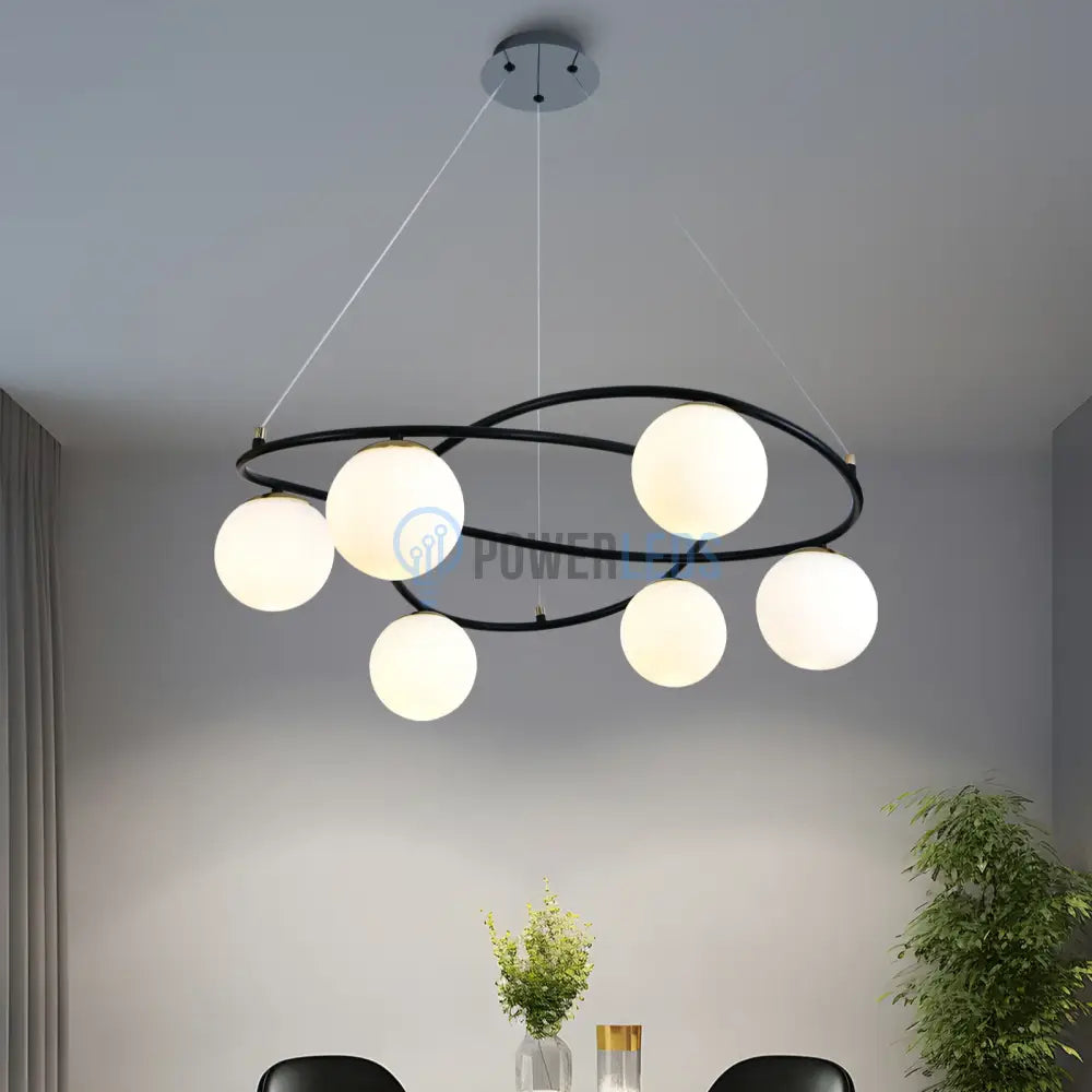 Lustra Suspendata DIONIS Black Abajur Mat 6xE27 Chandeliers
