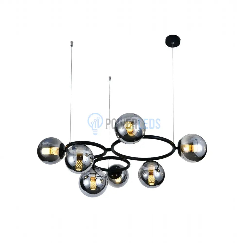 Lustra Suspendata DIONIS Circles Black Abajur Fumuriu 7xE27 Chandeliers