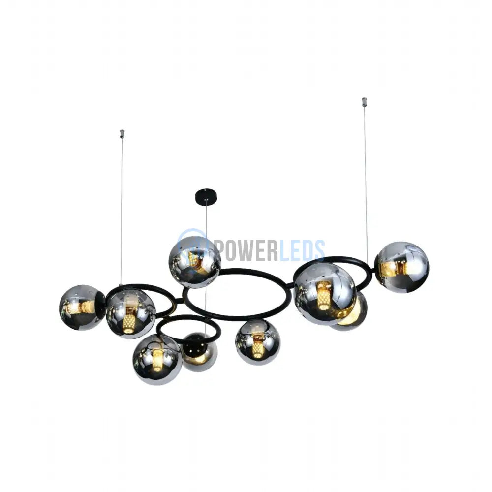 Lustra Suspendata DIONIS Circles Black Abajur Fumuriu 9xE27 Chandeliers