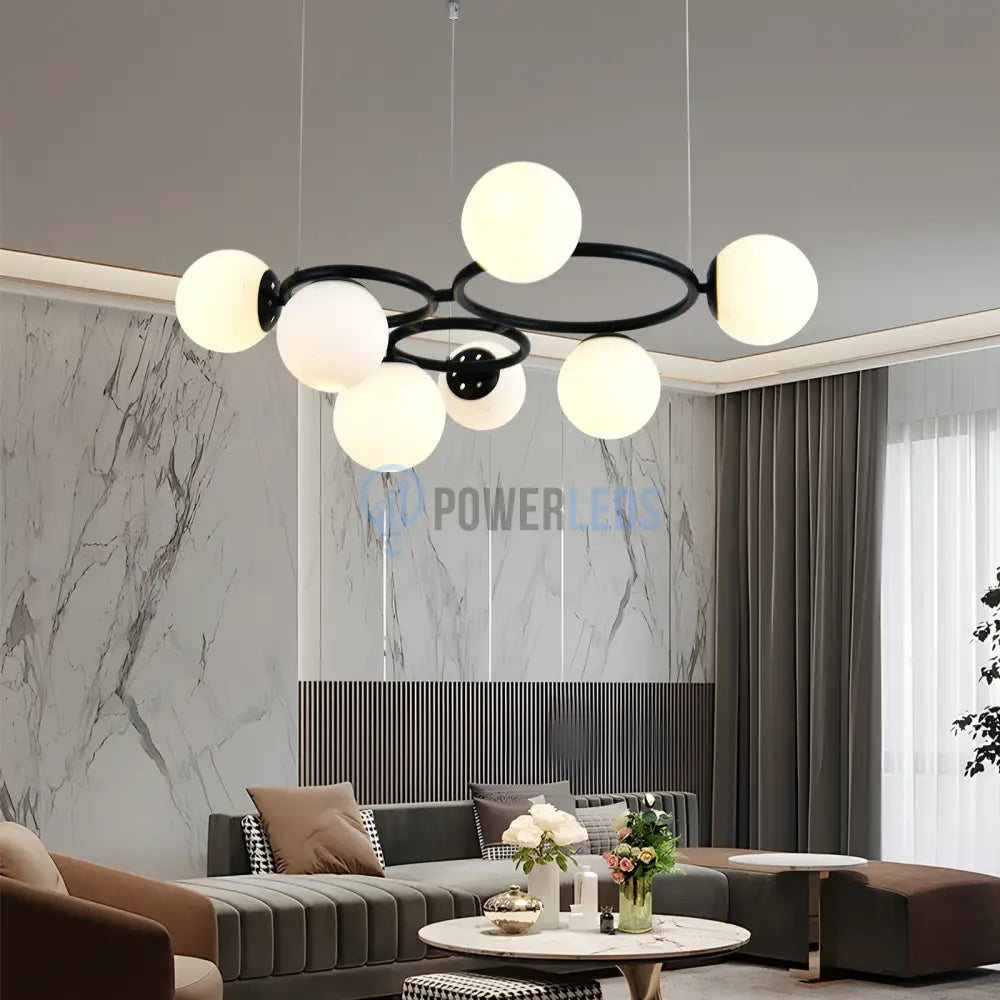 Lustra Suspendata DIONIS Circles Black Abajur Mat 7xE27 Chandeliers