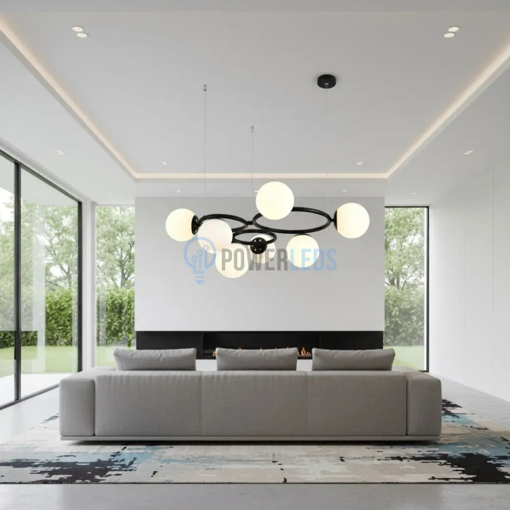 Lustra Suspendata DIONIS Circles Black Abajur Mat 7xE27 Chandeliers